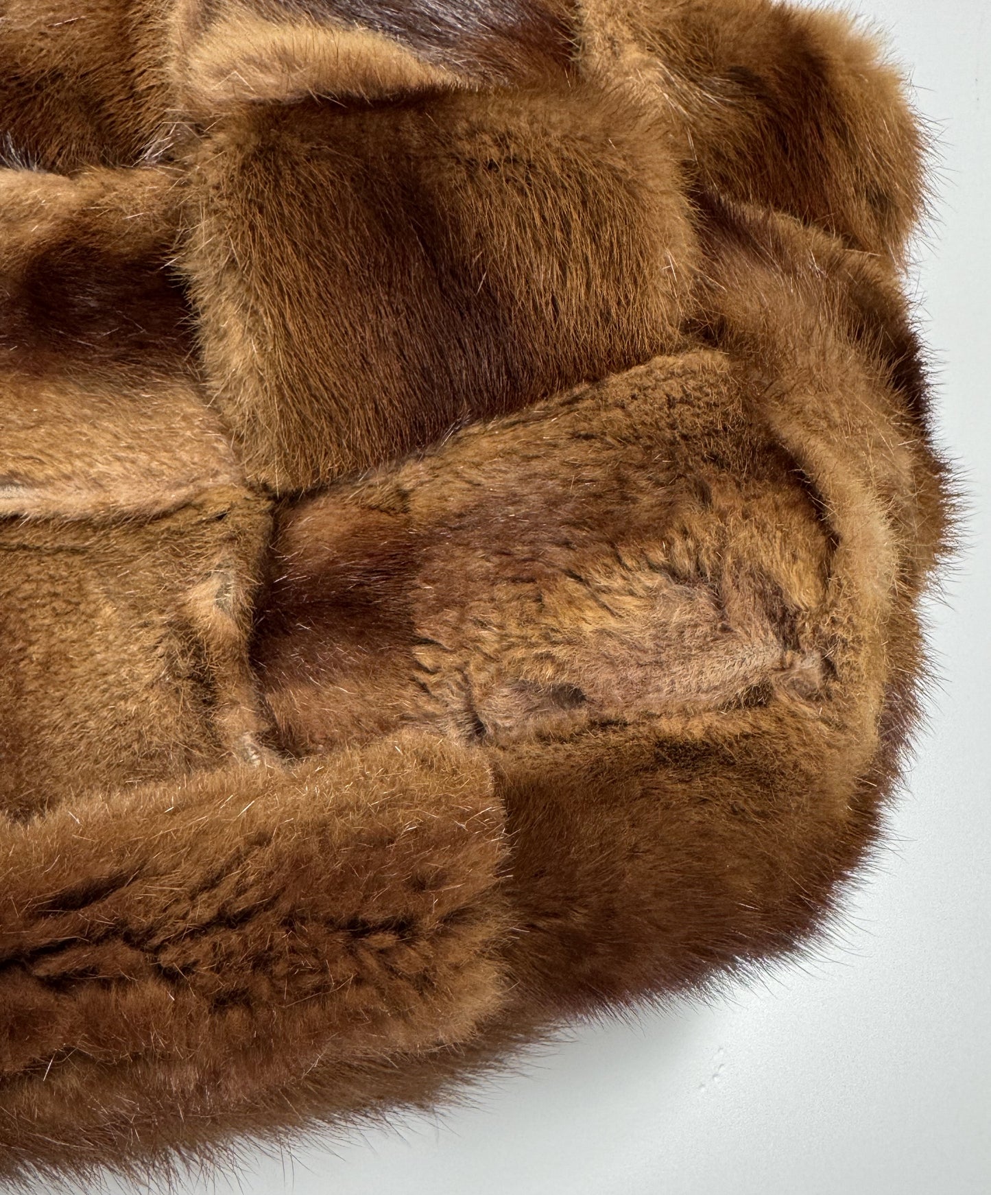 Vintage RARE 1990's Christian Lacroix Large Sable Fur Woven Hobo Shoulder Handbag Bag