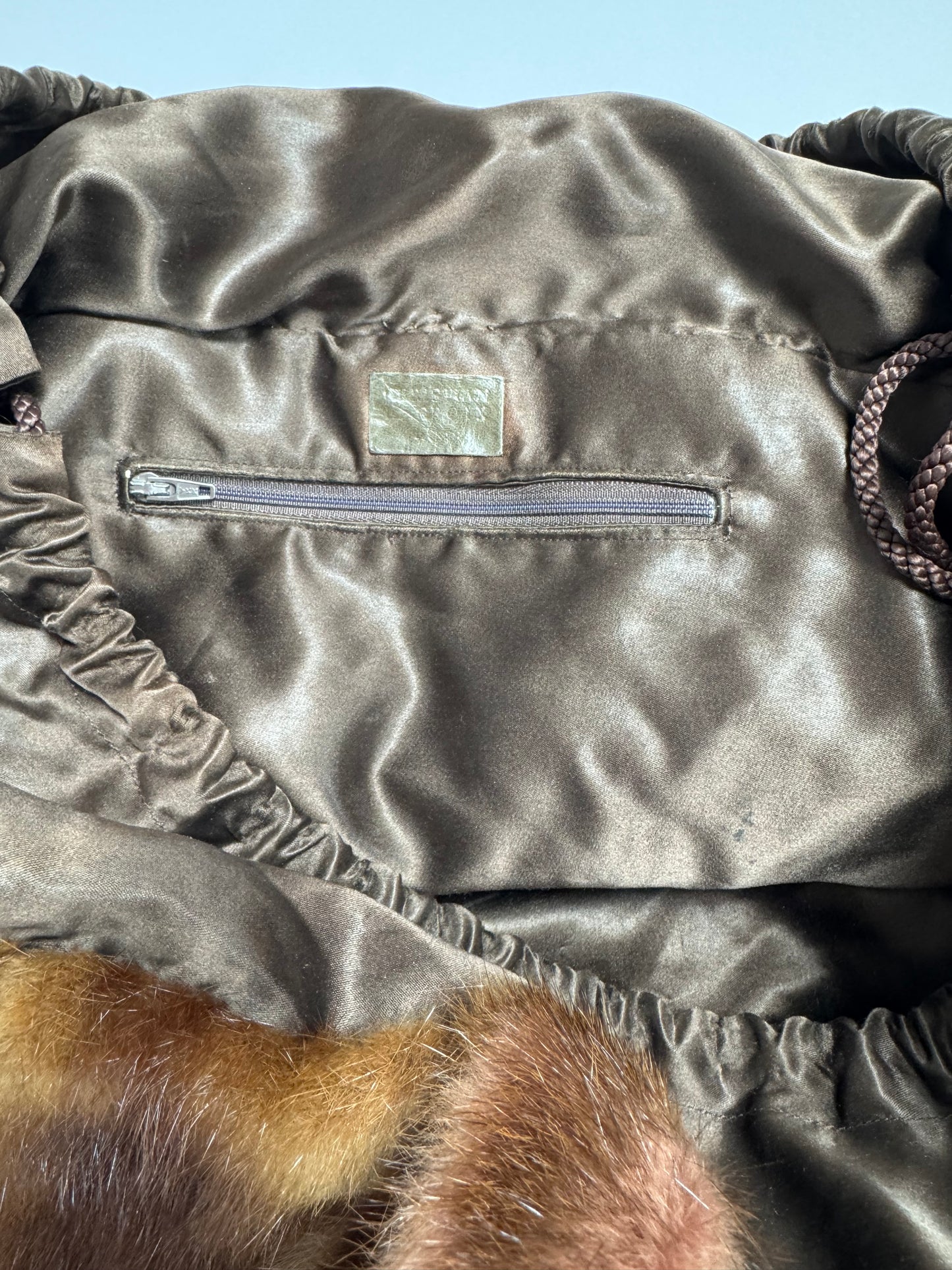 Vintage RARE 1990's Christian Lacroix Large Sable Fur Woven Hobo Shoulder Handbag Bag