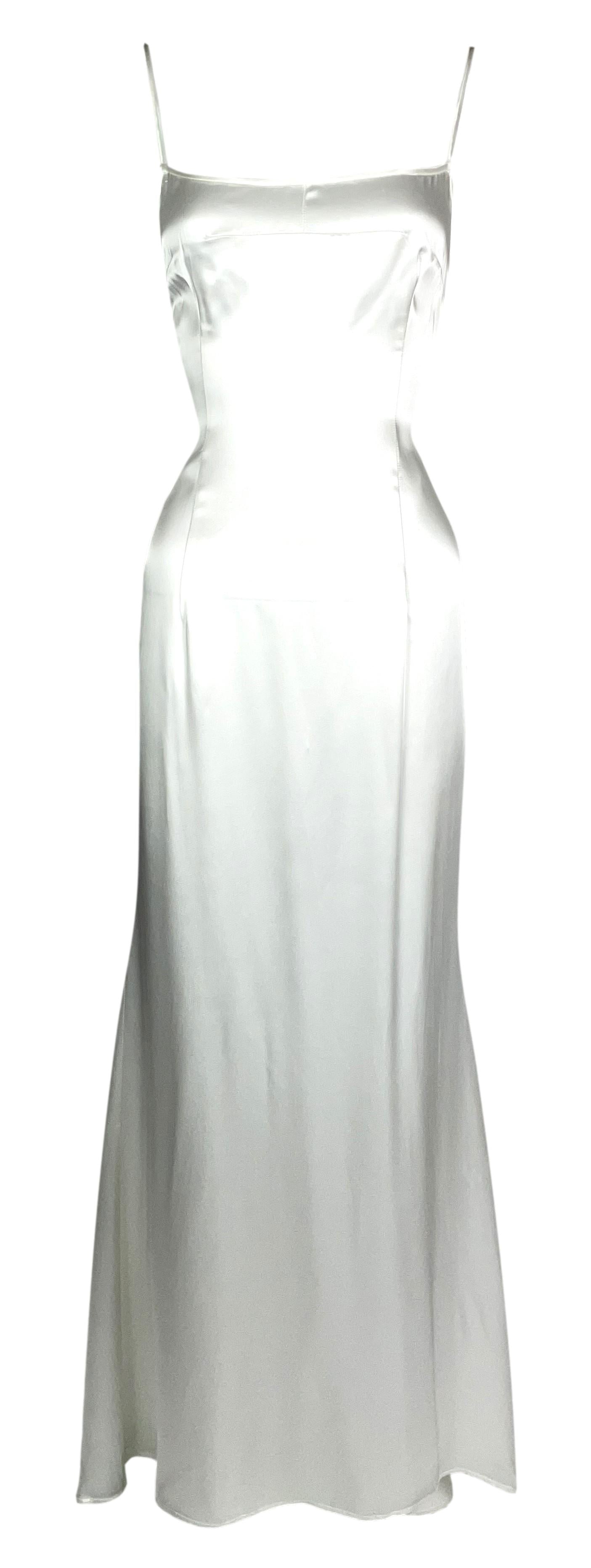 Vintage 1990's Dolce & Gabbana White Satin Bridal Gown Dress w Train