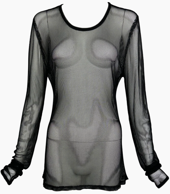 1990's Dolce & Gabbana Sheer Black Fishnet Mesh L/S Tunic Top