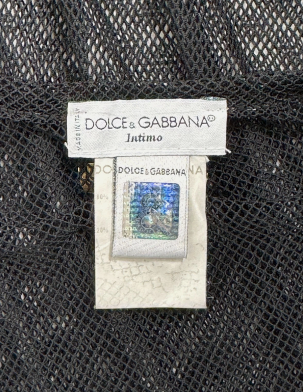 1990's Dolce & Gabbana Sheer Black Fishnet Mesh L/S Tunic Top