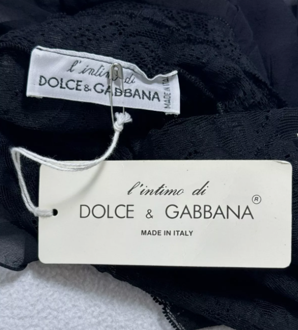 NWT Vintage 1990's Dolce & Gabbana Sheer Black Lace & Silk Teddy Bodysuit Top
