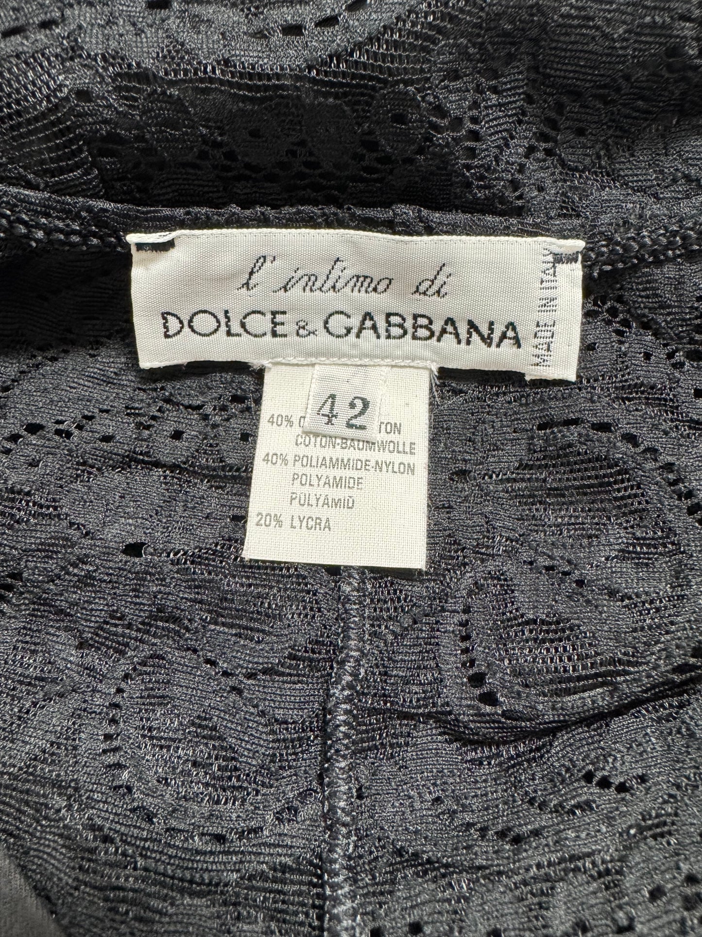 Vintage 1990's Dolce & Gabbana Pin-Up Sheer Black Off Shoulder Lace Romper Jumpsuit