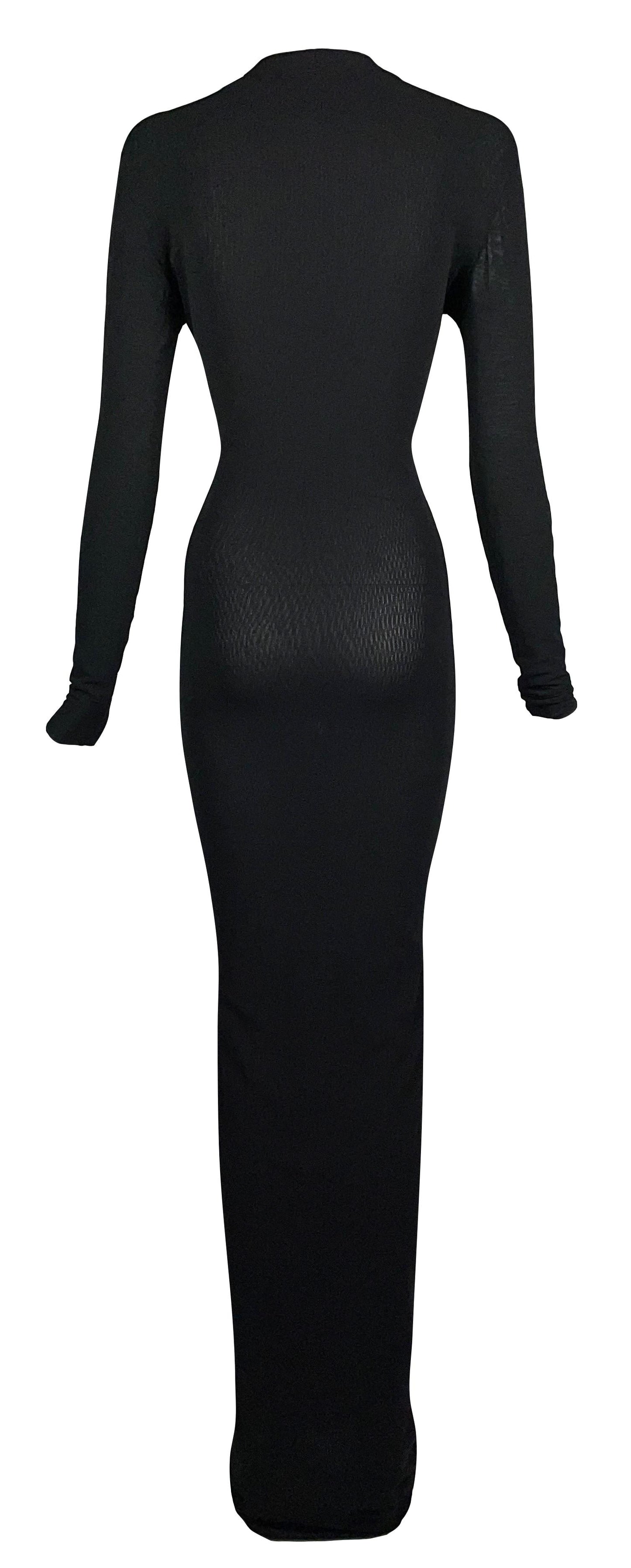 Vintage 1990's Dolce & Gabbana Semi-Sheer Black Nylon Bodystocking Maxi Dress