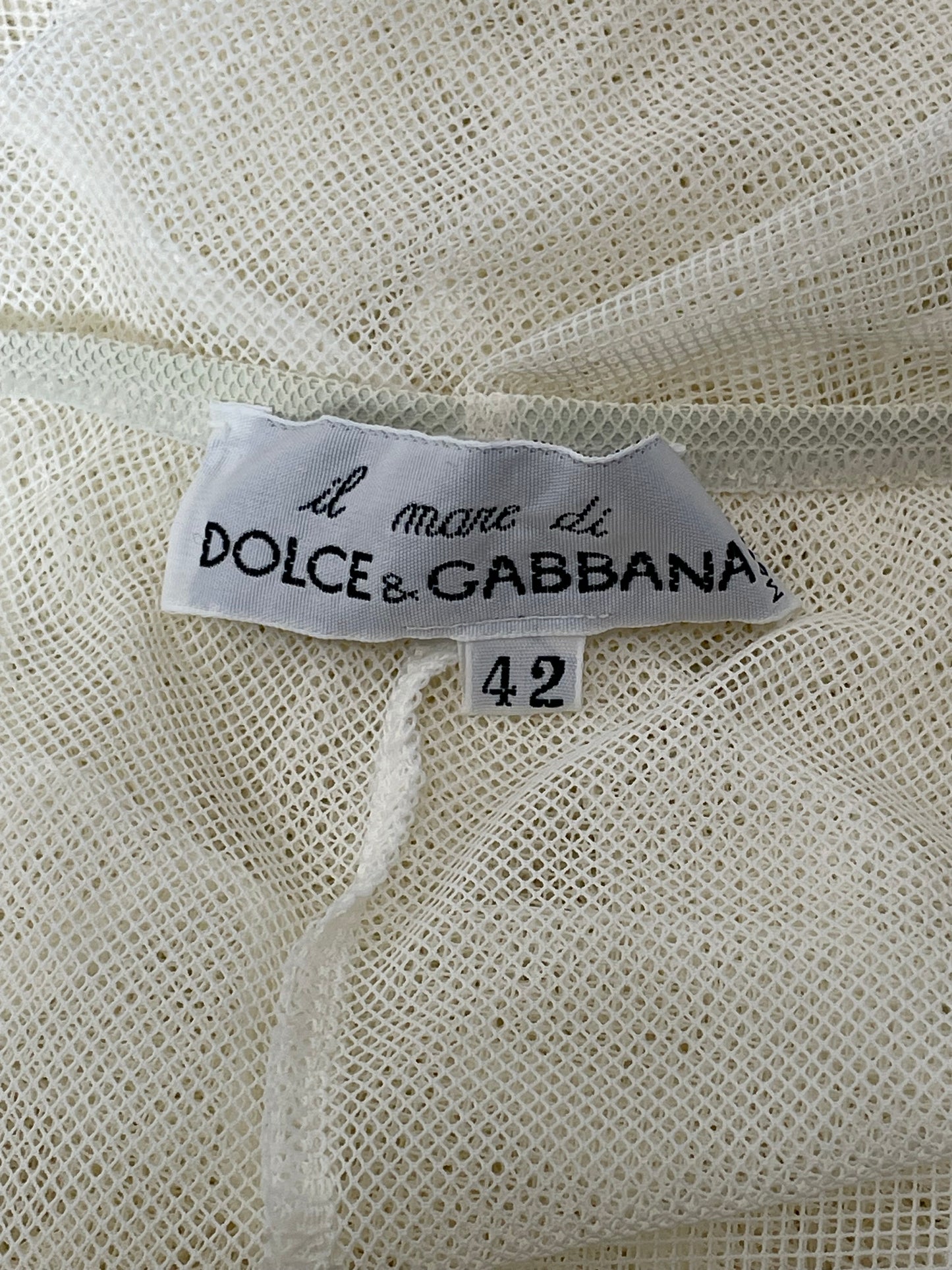 Vintage 1990's Dolce & Gabbana Sheer Ivory Fishnet Mesh Romper Jumpsuit