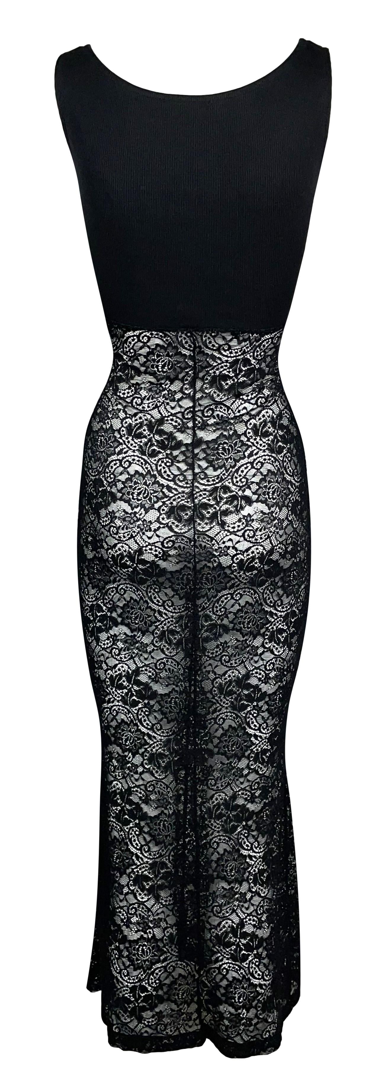 Vintage 1990's Dolce & Gabbana Sheer Black Lace Mermaid Tank Dress