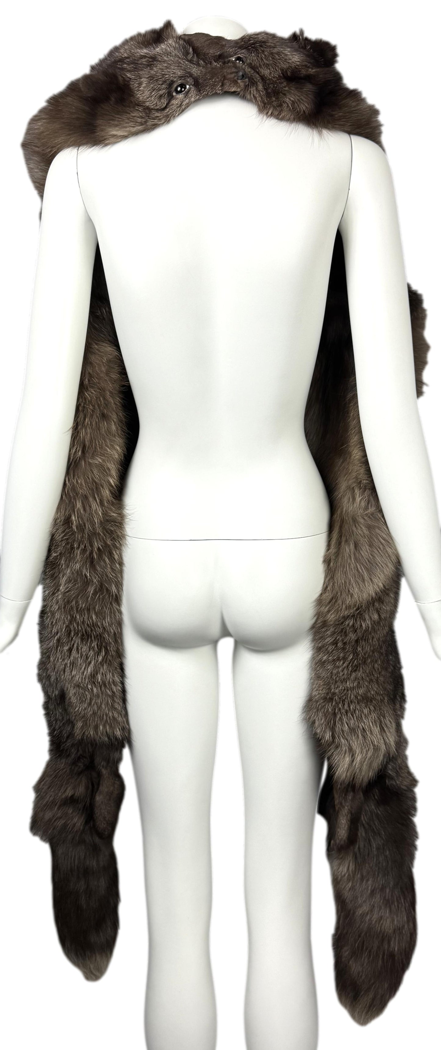 Vintage 1990's Fendi x Karl Lagerfeld Extra Large Double Fox Fur Wrap Shawl