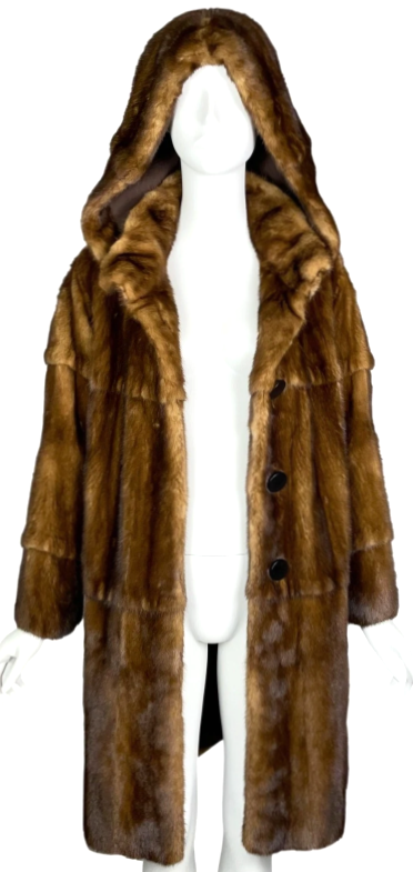 Vintage 1990's Fendi x Karl Lagerfeld Mink Fur Hooded Stroller Coat Jacket