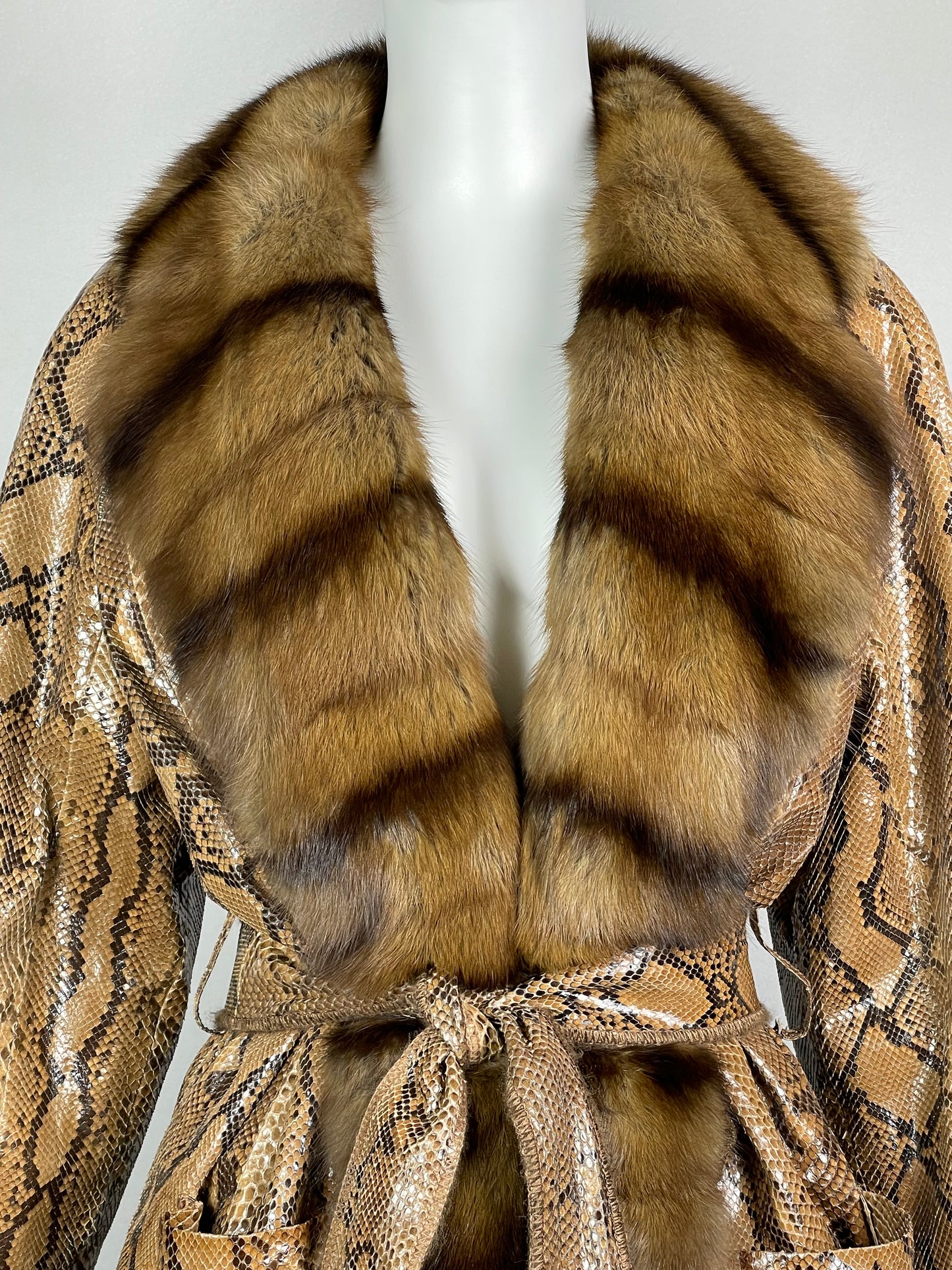 Vintage 1990's Fendi by Karl Lagerfeld Python Jacket w Sable Fur Collar & Cuffs