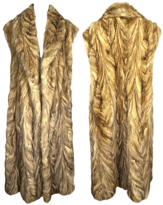 Vintage 1990's Fendi x Karl Lagerfeld Full Length Sable Fur Vest Coat Jacket