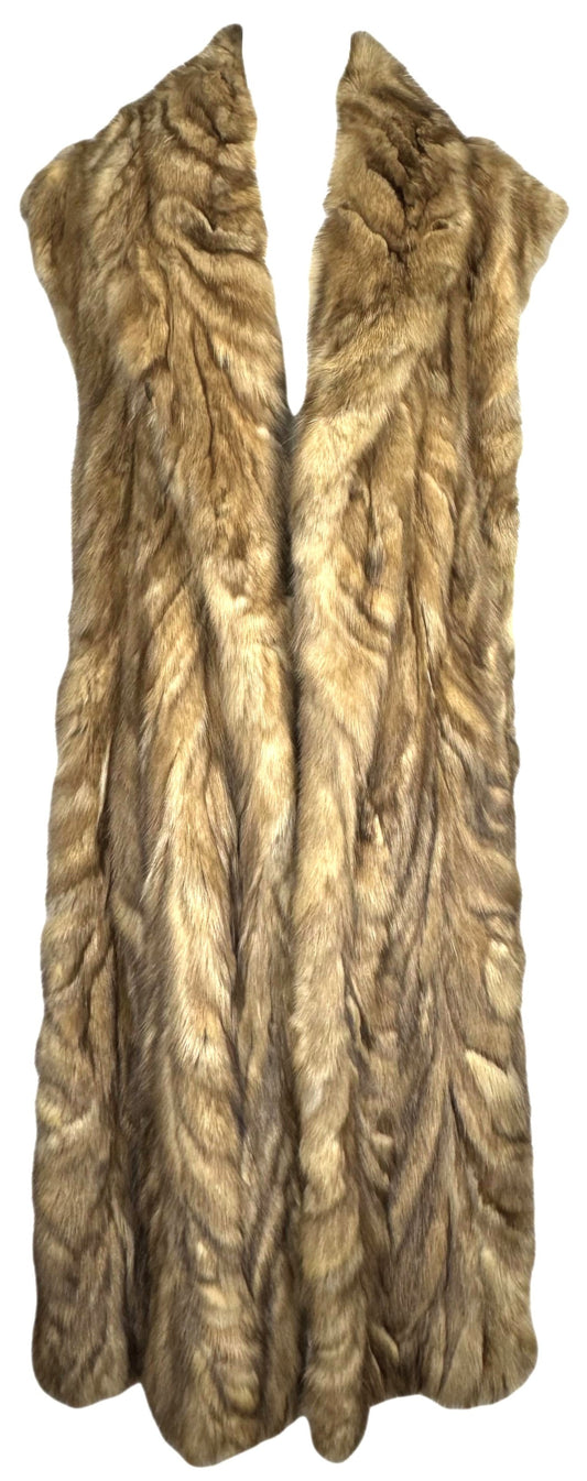 Vintage 1990's Fendi x Karl Lagerfeld Full Length Sable Fur Vest Coat Jacket