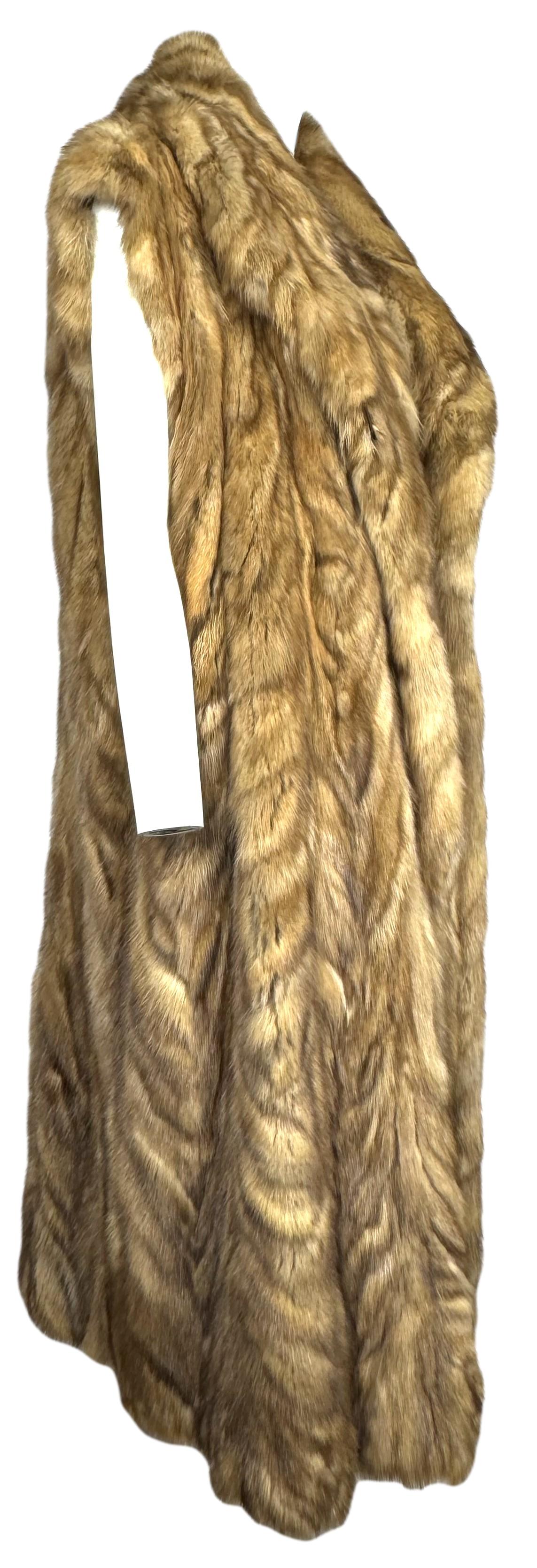 Vintage 1990's Fendi x Karl Lagerfeld Full Length Sable Fur Vest Coat Jacket