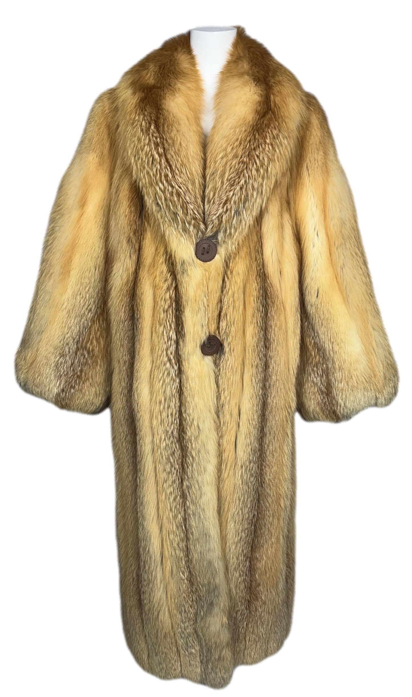 1990's Fendi x Karl Lagerfeld Long Full Length Golden Red Fox Fur Coat