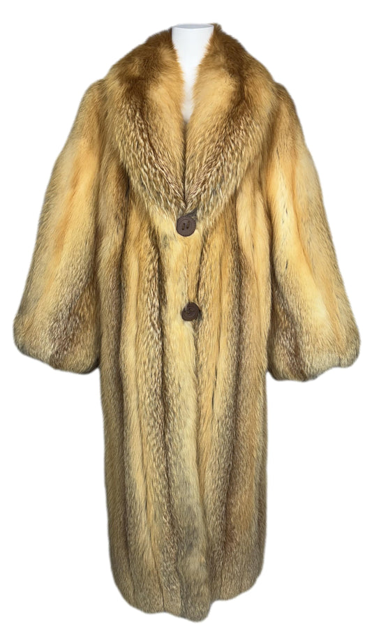 1990's Fendi x Karl Lagerfeld Long Full Length Golden Red Fox Fur Coat