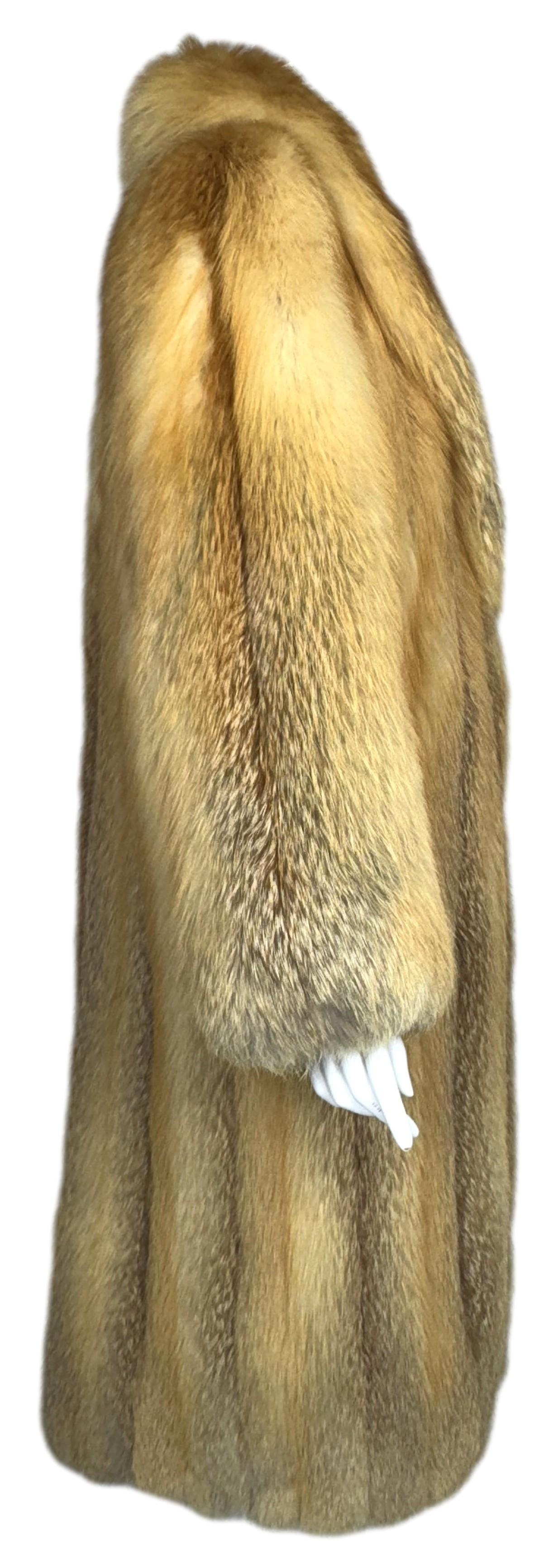 1990's Fendi x Karl Lagerfeld Long Full Length Golden Red Fox Fur Coat