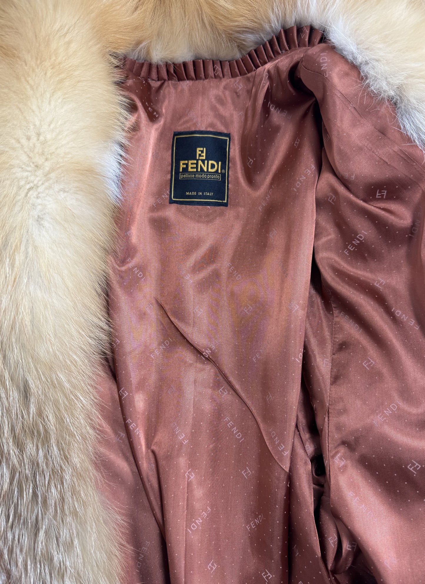 1990's Fendi x Karl Lagerfeld Long Full Length Golden Red Fox Fur Coat