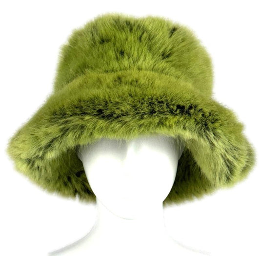 Vintage 1990's Gianfranco Ferre Jeans Green Faux Fur Bucket Hat