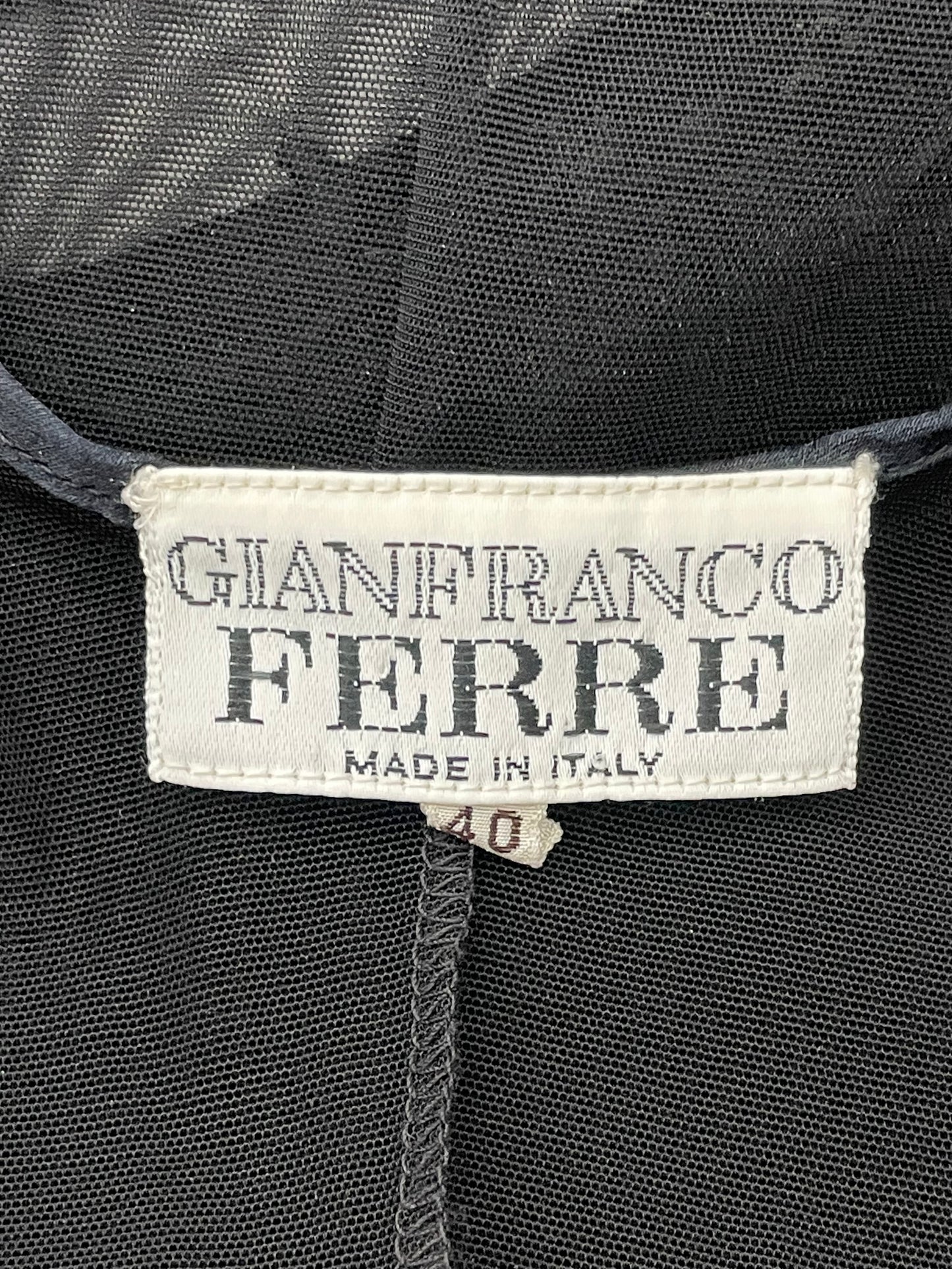 Vintage 1990's Gianfranco Ferre Sheer Black Embroidered Mesh Bodysuit Top