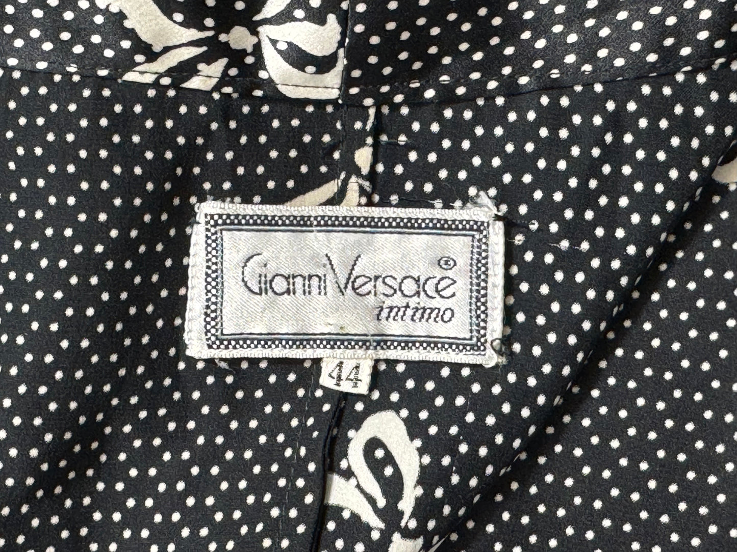 1990's Gianni Versace Black & White Lolita Bow Print Plunging Sheer Lace & Silk Maxi Slip Dress & Dressing Gown Set