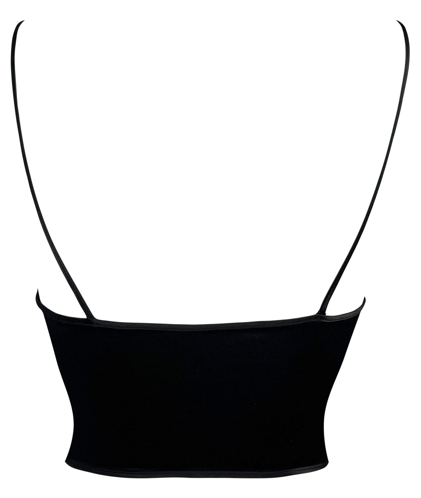 1990's Gianni Versace Black Embroidered Plunging Bustier Crop Top