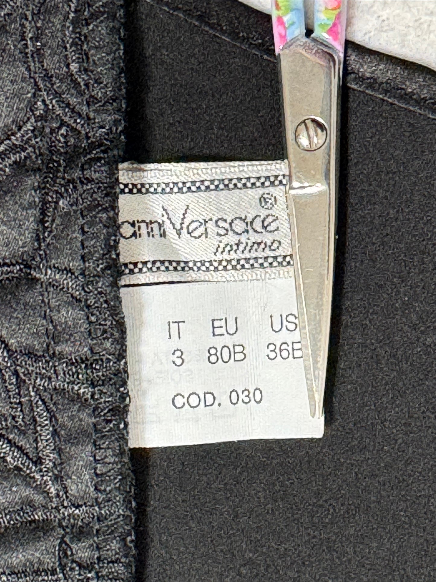 1990's Gianni Versace Black Embroidered Plunging Bustier Crop Top