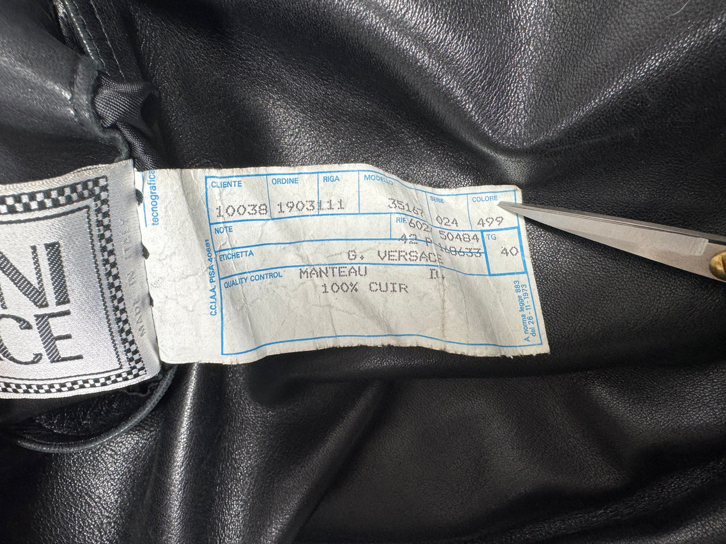 Vintage 1990's Gianni Versace Black Leather & Rex Chinchilla Fur Reversible Long Trench Coat Jacket