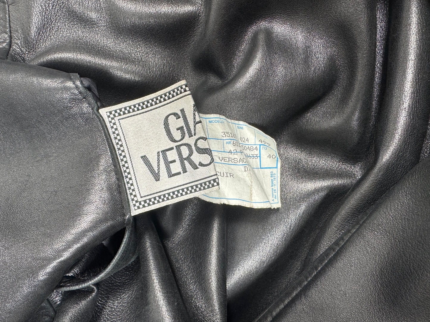 Vintage 1990's Gianni Versace Black Leather & Rex Chinchilla Fur Reversible Long Trench Coat Jacket