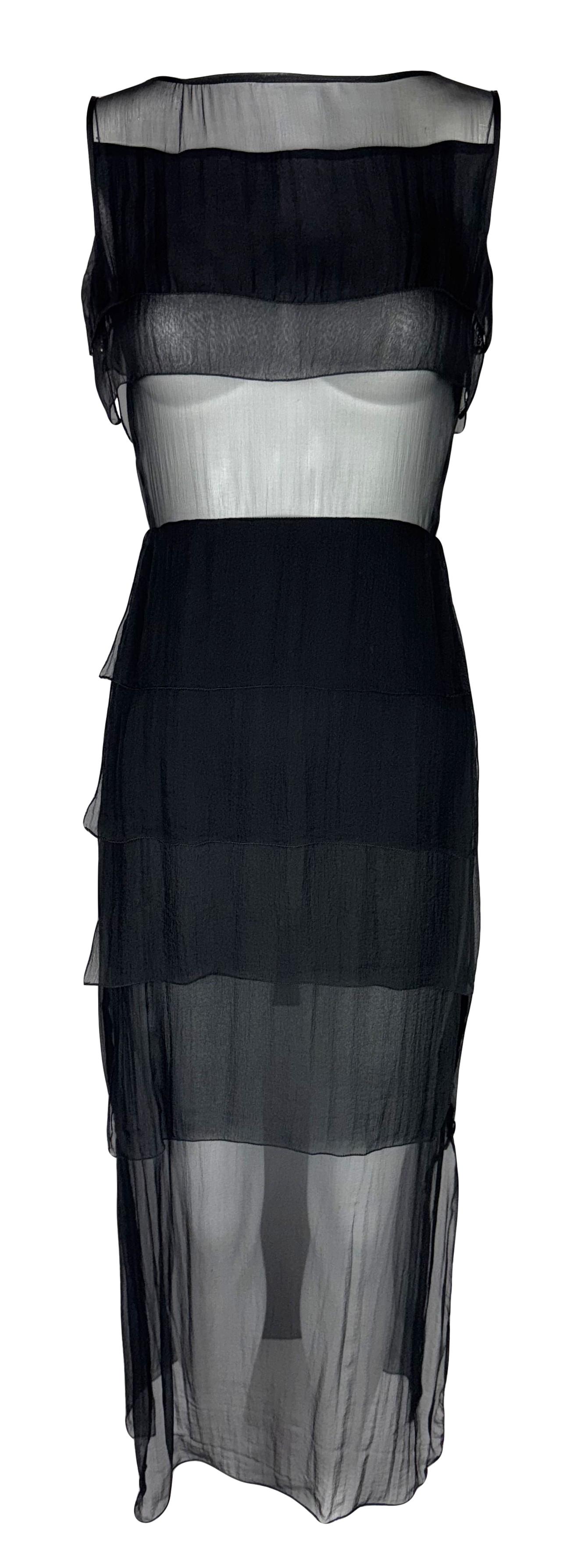 1990's Jean Paul Gaultier Sheer Black Silk Double Zipper Maxi Dress