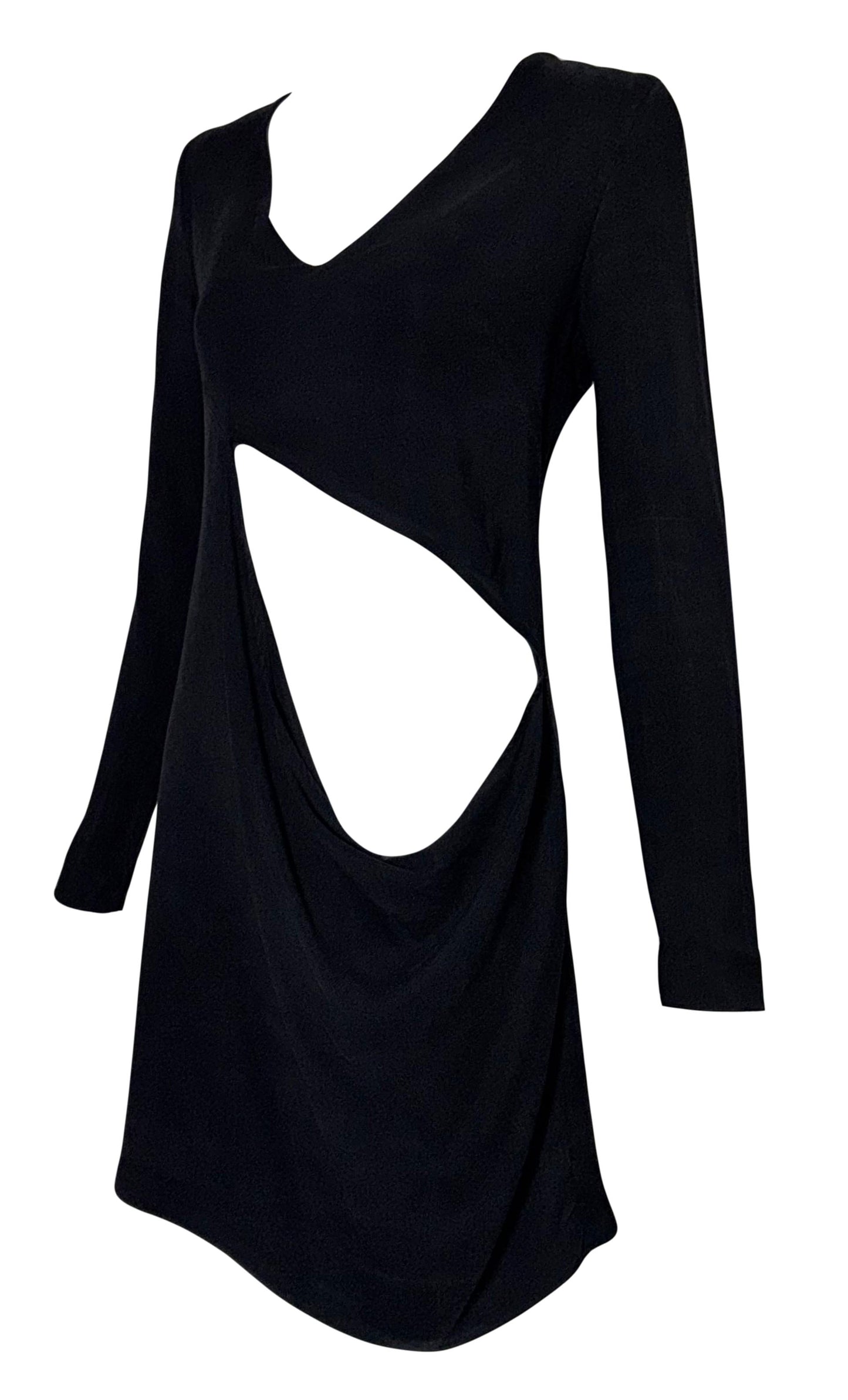 1990's Maison Martin Margiela Black Large Cut-Out L/S Mini Dress