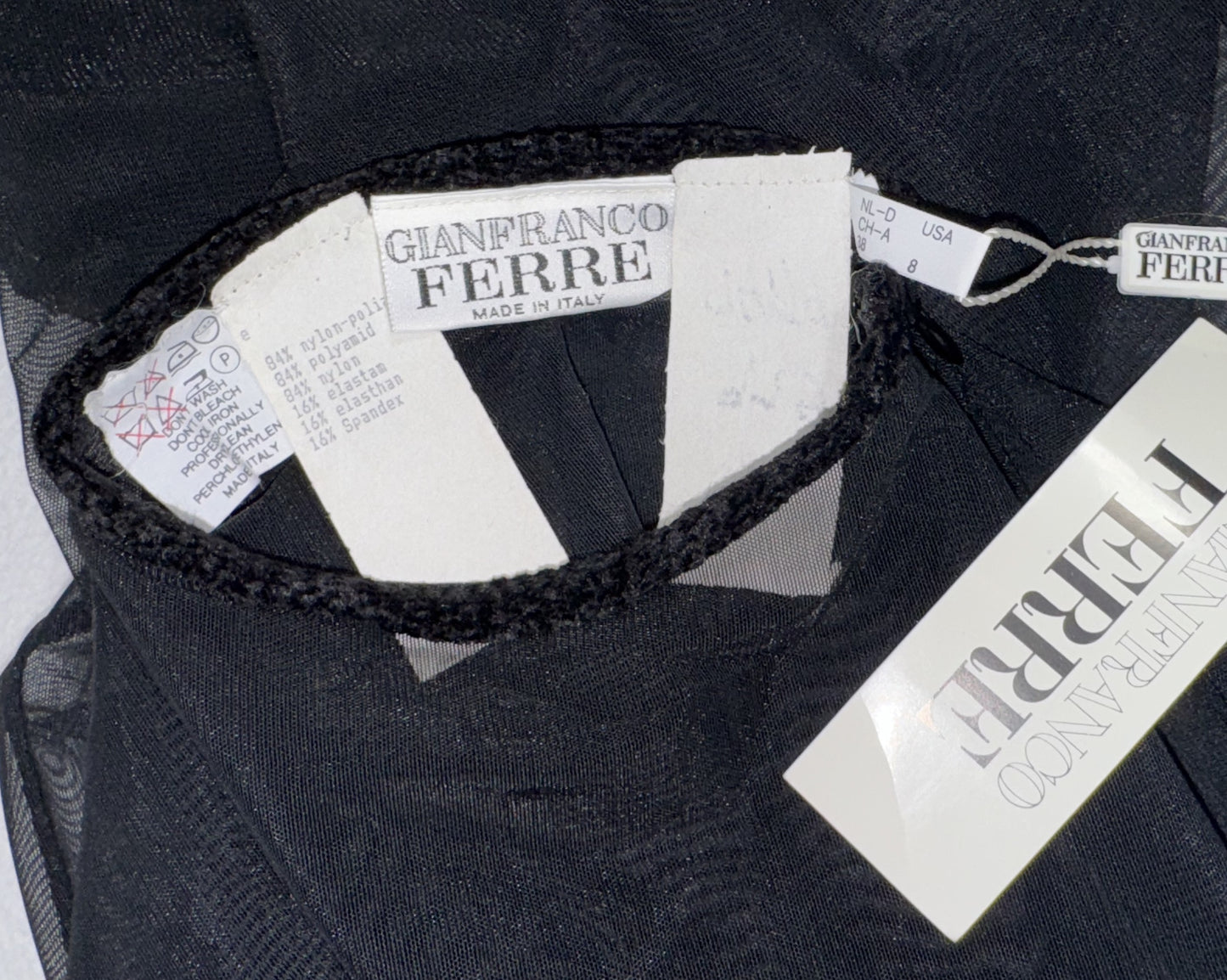 NWT Vintage 1990's Gianfranco Ferre 60's MOD Style Sheer Black Tunic Mini Dress