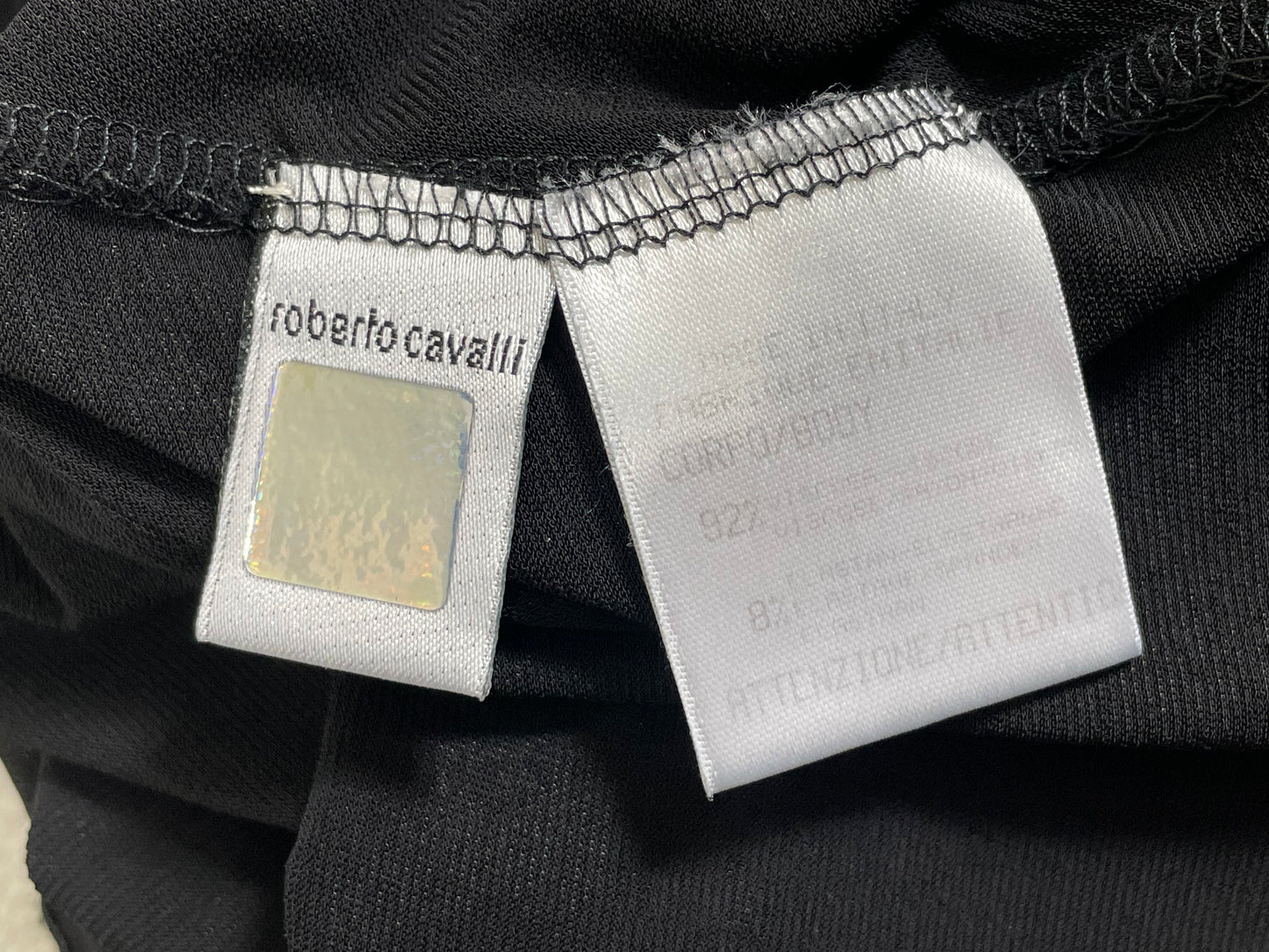 1990's Roberto Cavalli Sheer Black Plunging Crystal Geode Strap Gown Dress