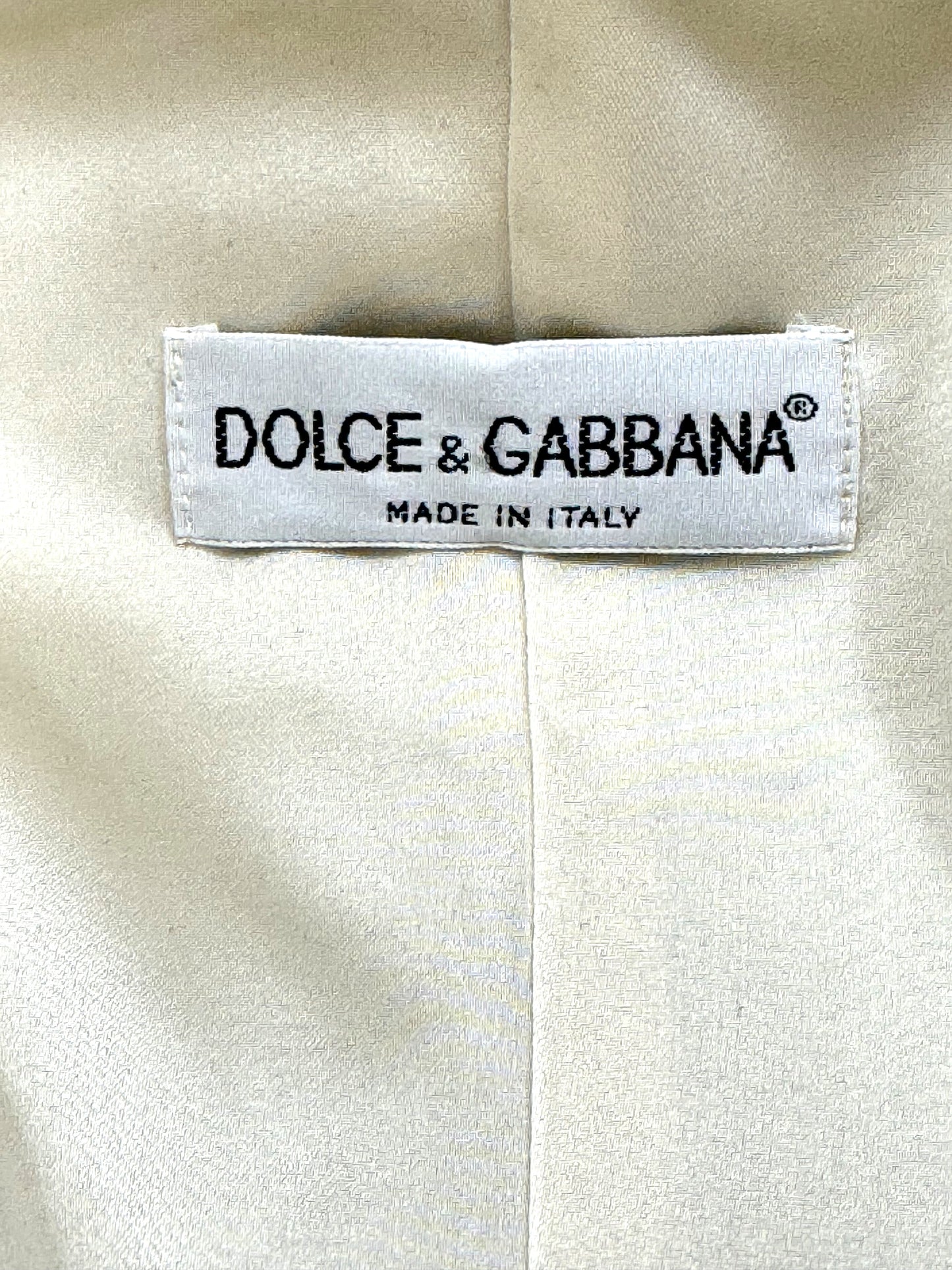 S/S 1992 Dolce & Gabbana Ivory Satin Hooded Cropped Jacket