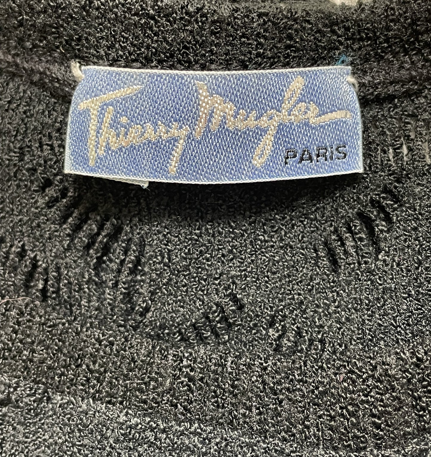 Vintage 1990's Thierry Mugler Sheer Star Knit Black Bodysuit Top