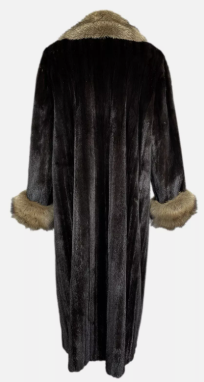 Vintage 1990's Valentino Brown Mink & Fox Fur Full Length Coat