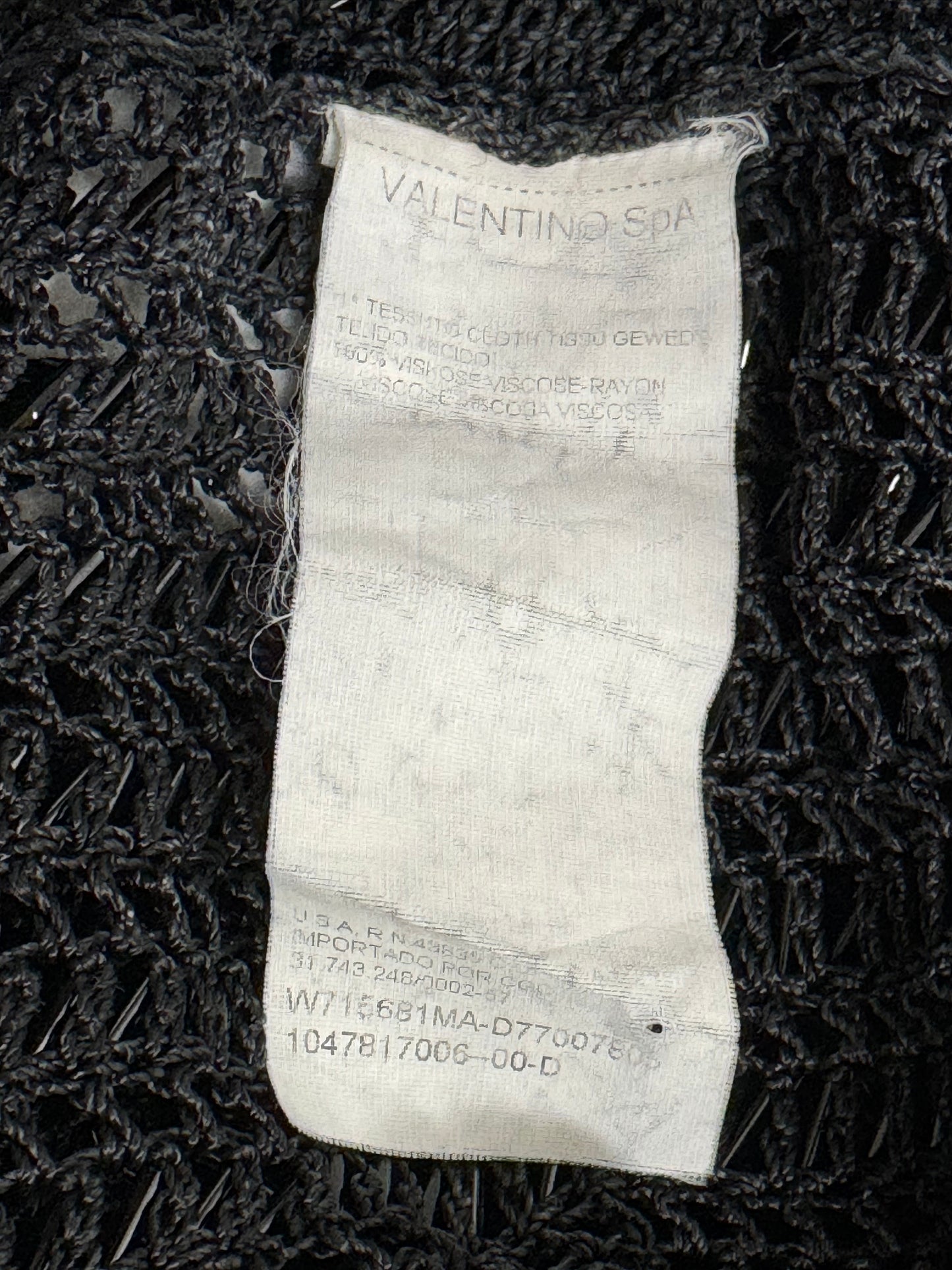 Vintage 1990's Valentino Sheer Black Knit Beaded Bodycon Dress