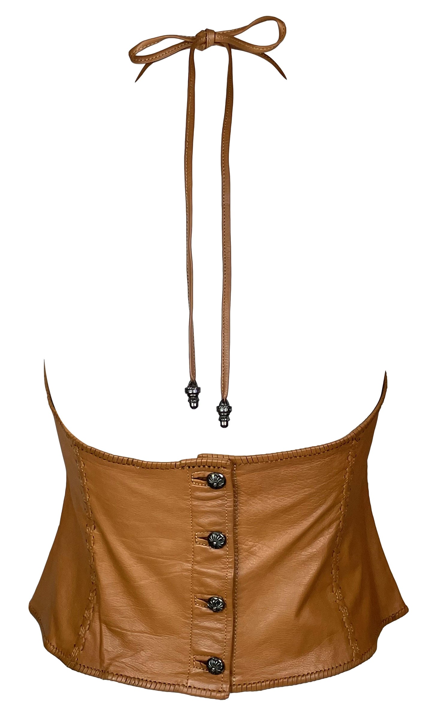 Vintage 1991 Chrome Hearts Brown Leather Halter Top