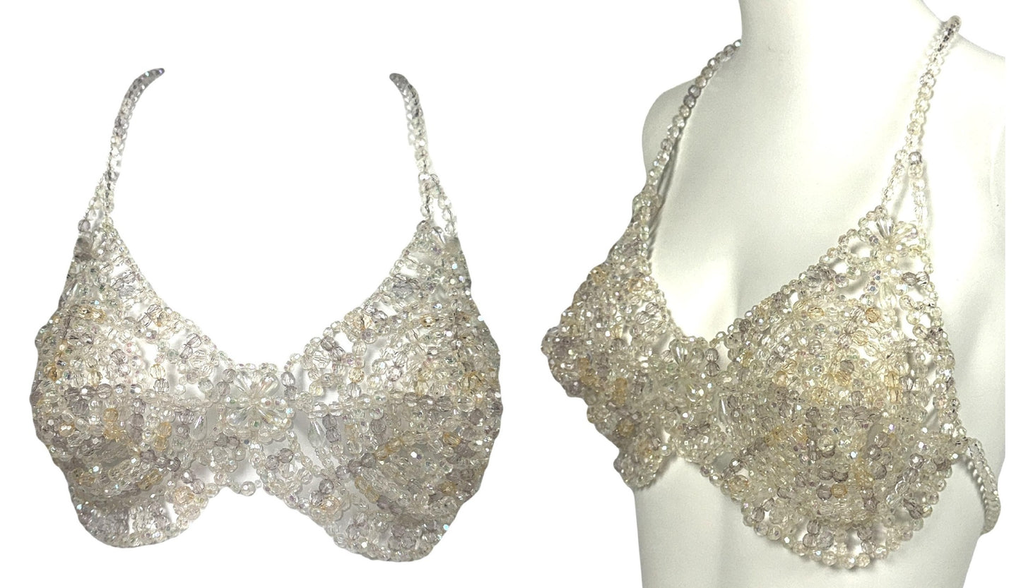 Vintage 1991 La Perla RARE Clear Bead Cone Bra Top
