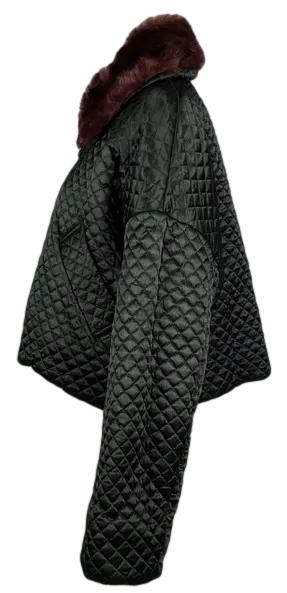 F/W 1992 Dolce & Gabbana Runway Black Quilted Faux Fur Cropped Baggy Jacket