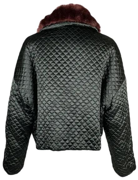 F/W 1992 Dolce & Gabbana Runway Black Quilted Faux Fur Cropped Baggy Jacket