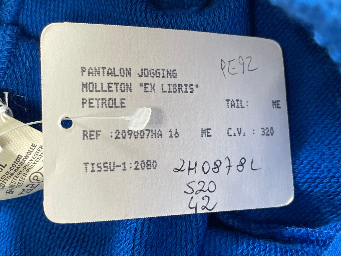 NWT Vintage S/S 1992 Hermès Royal Blue Jumpsuit Tracksuit Sweatshirt Sweat Pants Set