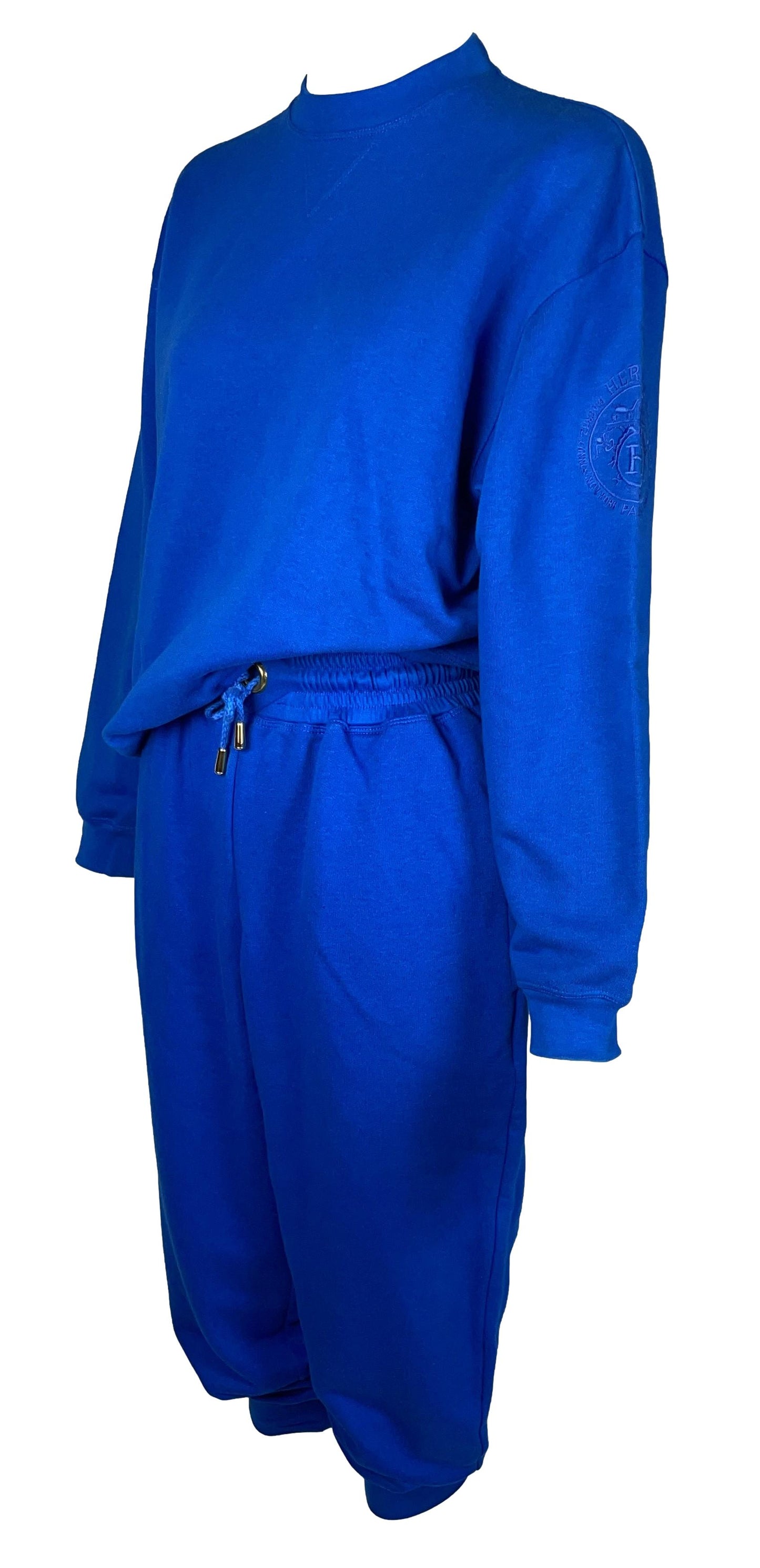 NWT Vintage S/S 1992 Hermès Royal Blue Jumpsuit Tracksuit Sweatshirt Sweat Pants Set