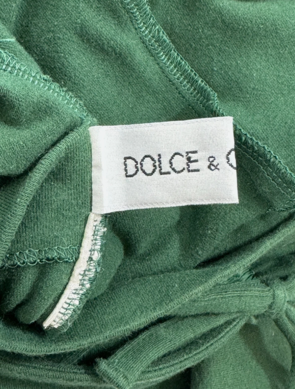 Vintage 1992 Dolce & Gabbana Green Pin-Up Off Shoulder Cut-Out Bodycon Mini Dress