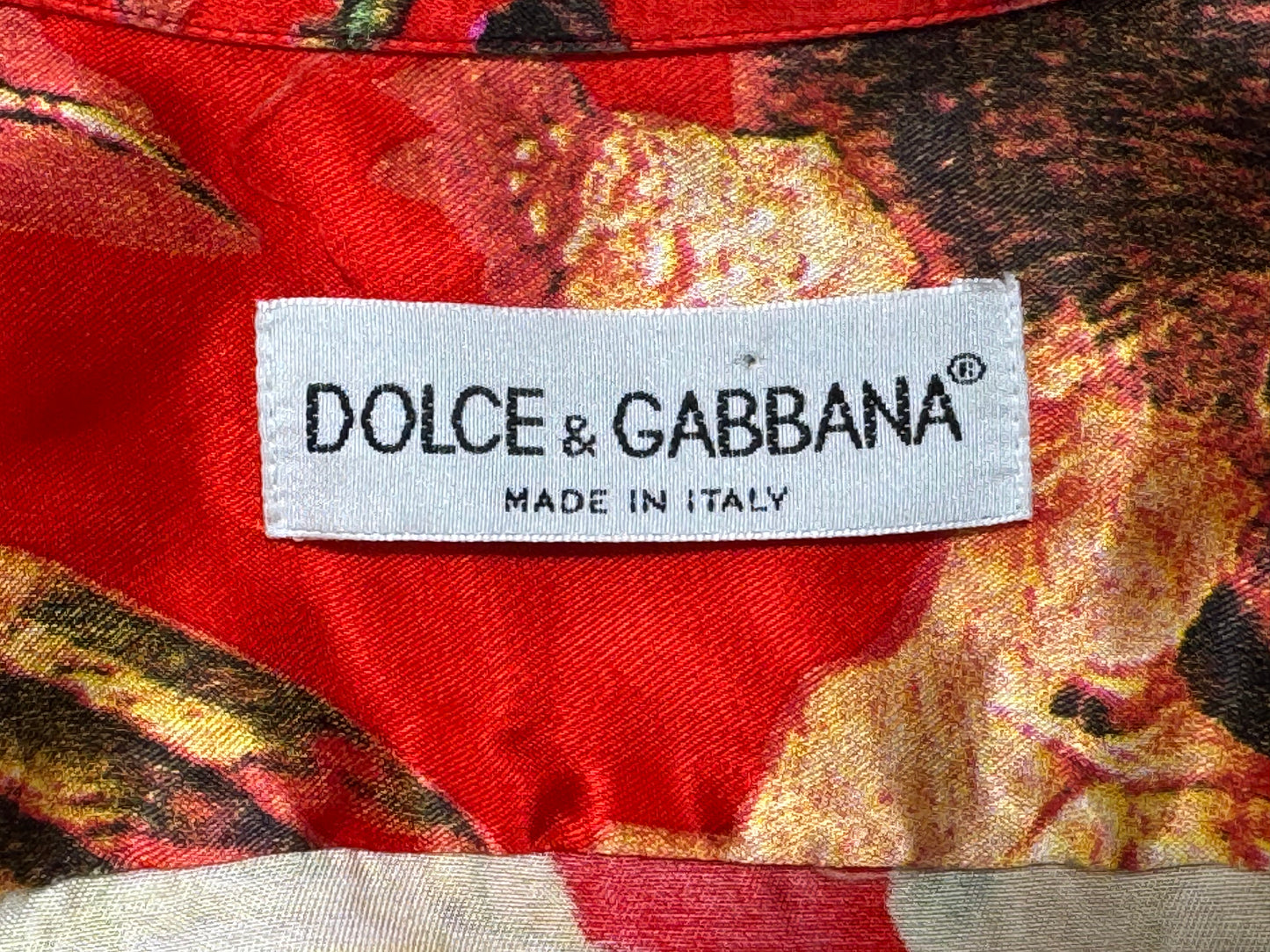 F/W 1992 Dolce & Gabbana Red Satin Chinoiserie Asian Print Button Down Blouse Top