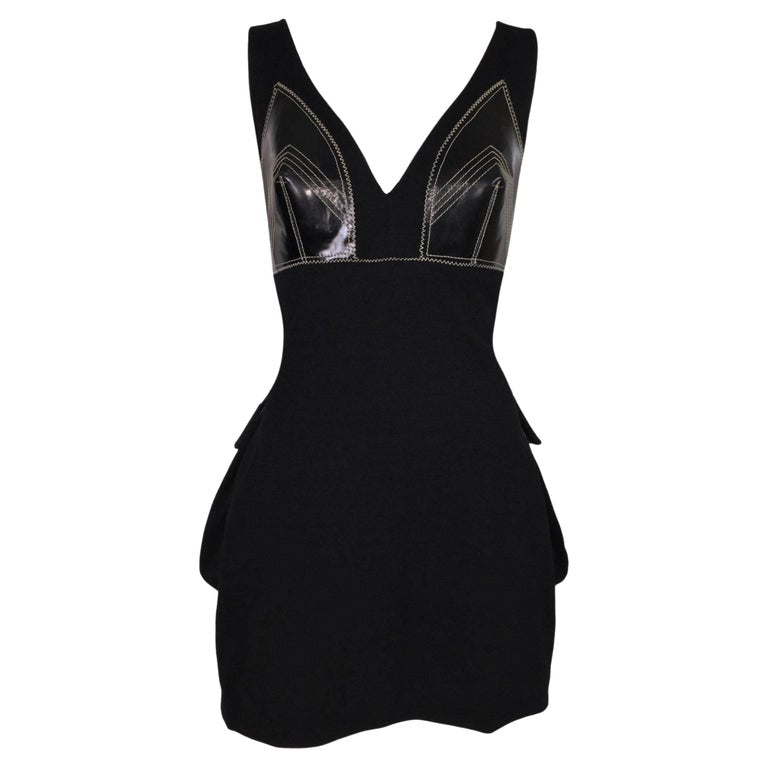 Vintage F/W 1992 Jean Paul Gaultier Runway Black Cone Bra Large Butt Pockets Mini Dress