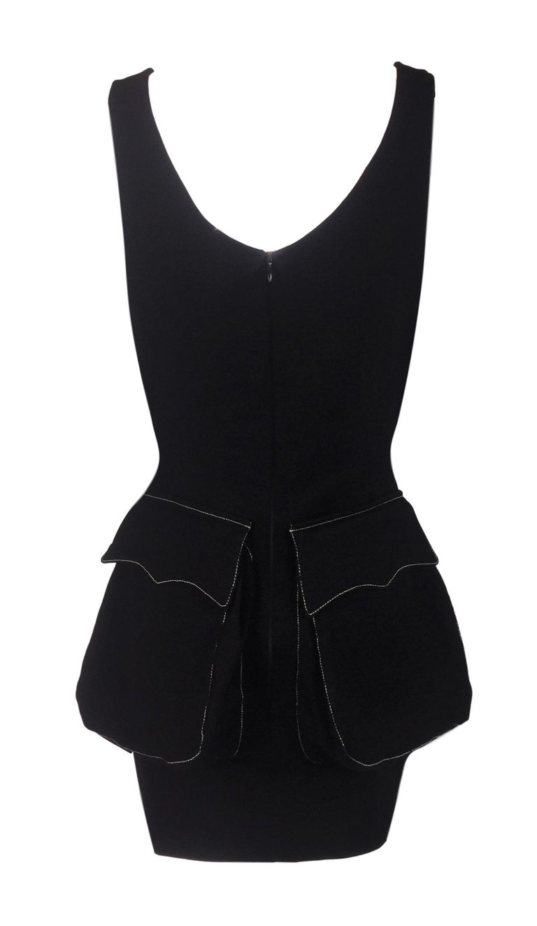Vintage F/W 1992 Jean Paul Gaultier Runway Black Cone Bra Large Butt Pockets Mini Dress