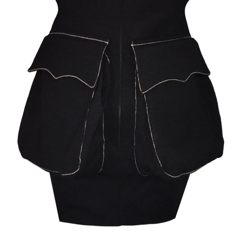Vintage F/W 1992 Jean Paul Gaultier Runway Black Cone Bra Large Butt Pockets Mini Dress
