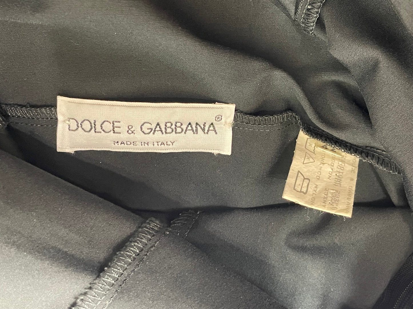 S/S 1992 Dolce & Gabbana Pin-Up Black Lace Off Shoulder Wiggle Mini Dress