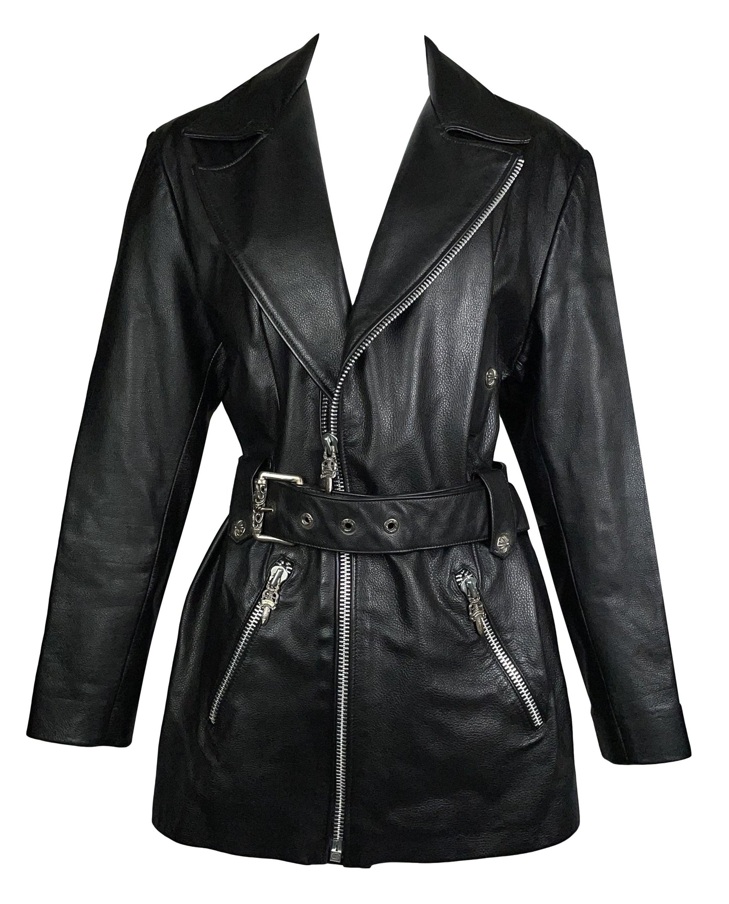 Vintage 1993 Chrome Hearts Black Leather Biker Jacket