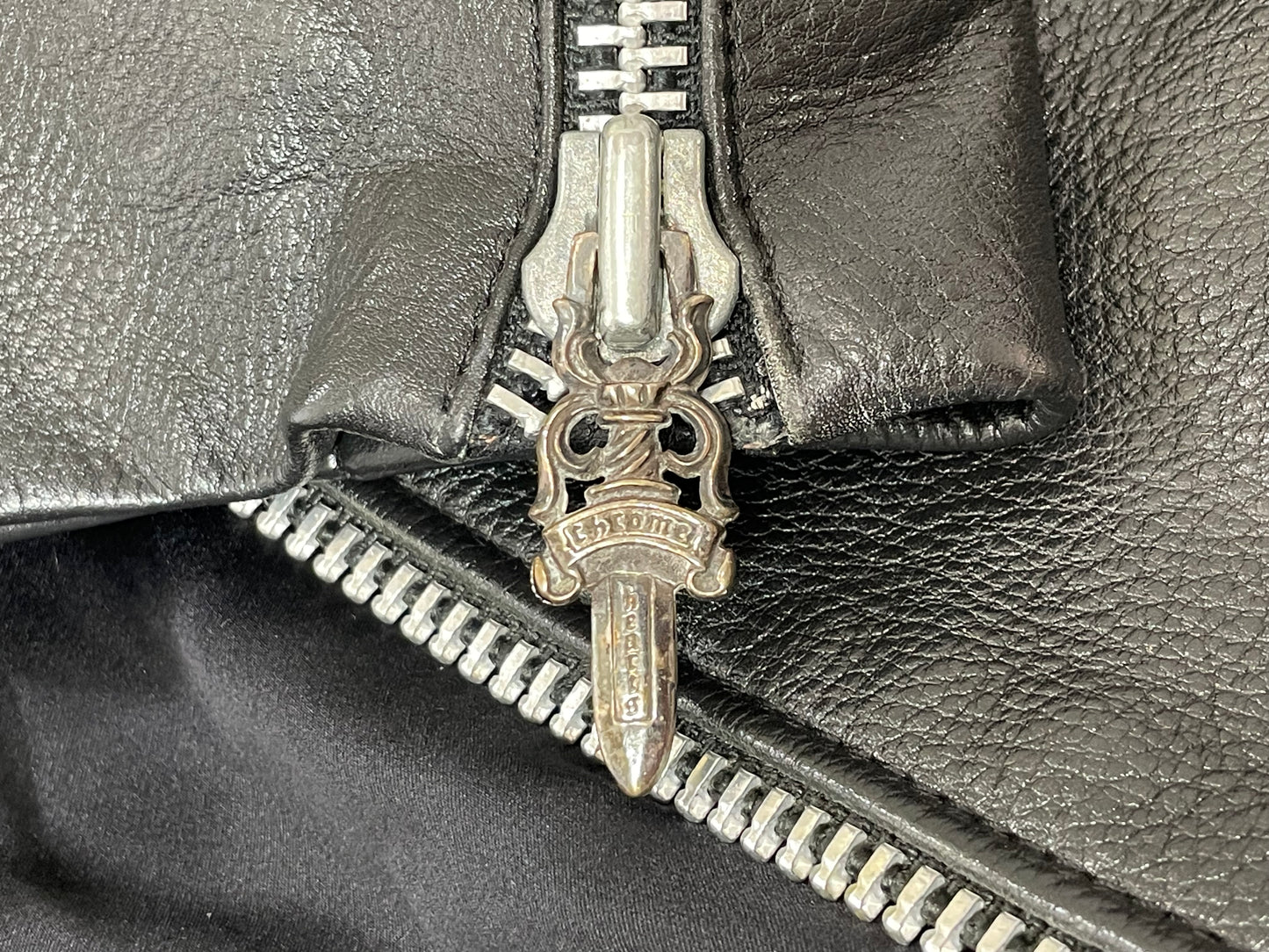 Vintage 1993 Chrome Hearts Black Leather Biker Jacket