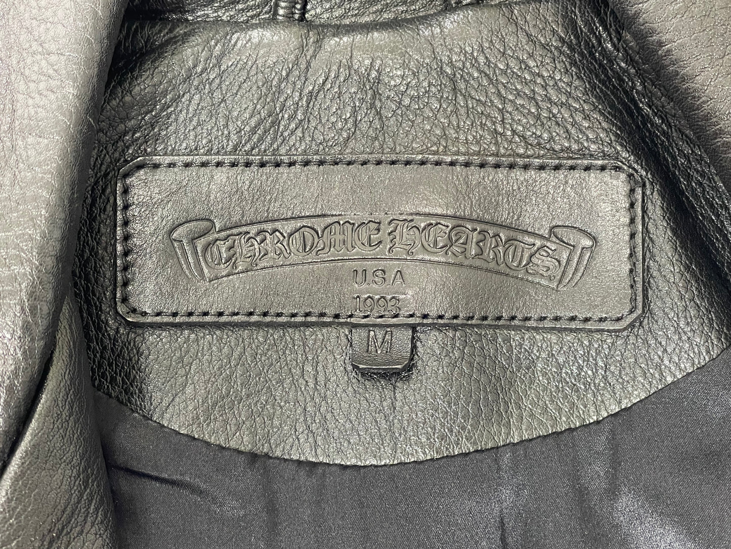 Vintage 1993 Chrome Hearts Black Leather Biker Jacket